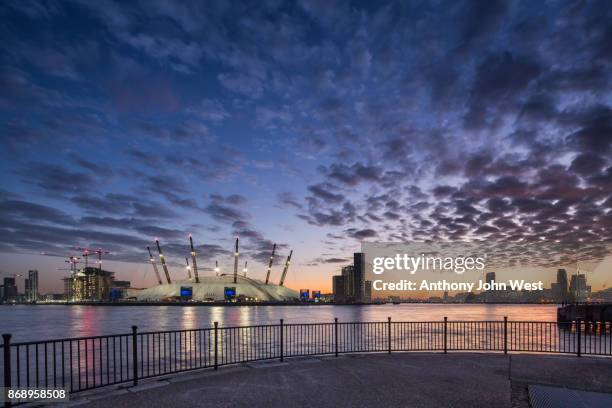 the london o2 arena and river thames, london - future perform at the o2 arena stock pictures, royalty-free photos & images