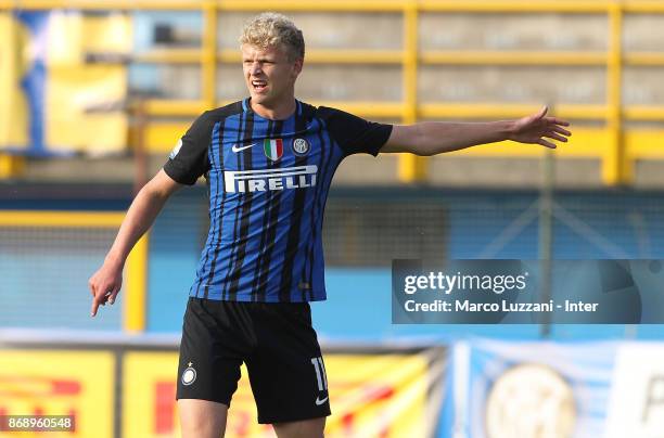 Jens Odgaard of FC Internazionale gestures during the UEFA Youth League Domestic Champions Path match between FC Internazionale and Esbjerg fB at...