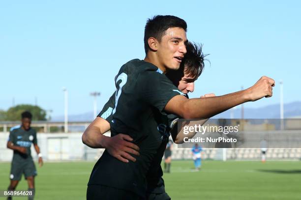 Nail Touaizi Zoubdi of Manchester City celebration during the UEFA Youth League Group F match between SSC Napoli and Manchester City on November 1,...