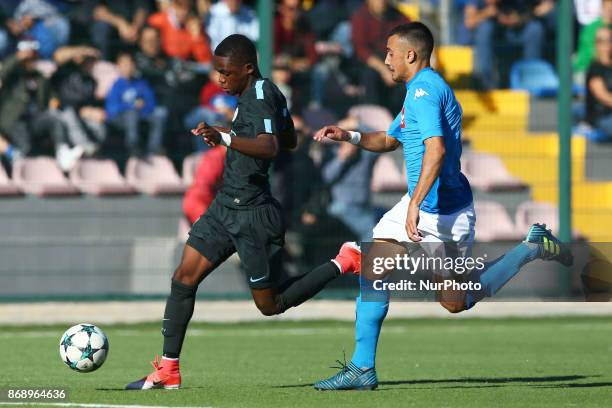 Rabbi Matondo of Manchester City during the UEFA Youth League Group F match between SSC Napoli and Manchester City on November 1, 2017 in Naples,...