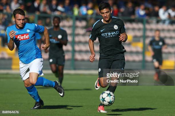 Nail Touaizi Zoubdi of Manchester City during the UEFA Youth League Group F match between SSC Napoli and Manchester City on November 1, 2017 in...