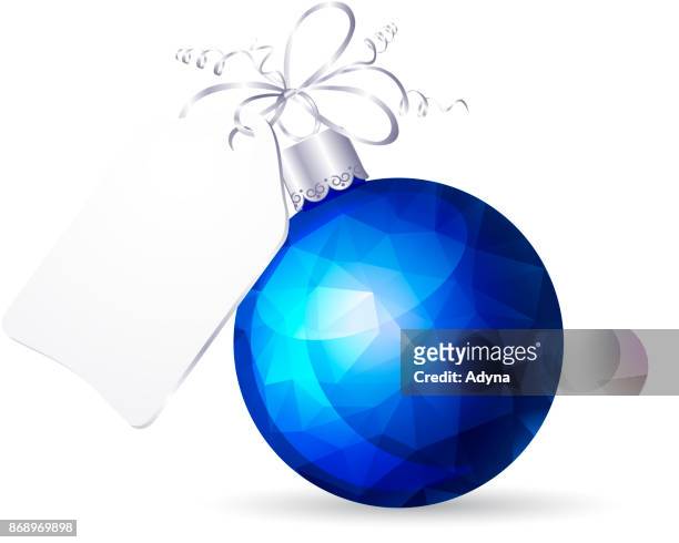 stockillustraties, clipart, cartoons en iconen met blauwe bauble - polygon illustration christmas