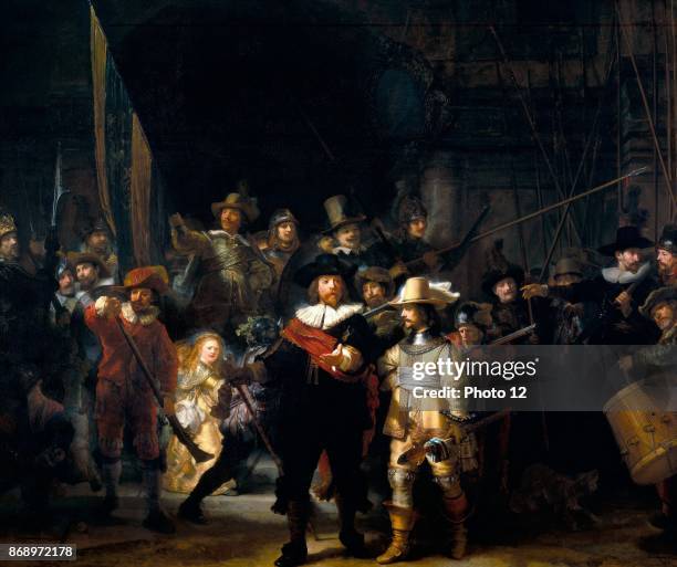 Rembrandt Harmenszoon van Rijn's painting titled 'The Night Watch'. Rembrandt Dutch painter and etcher of the Dutch Golden Age and Baroque period....