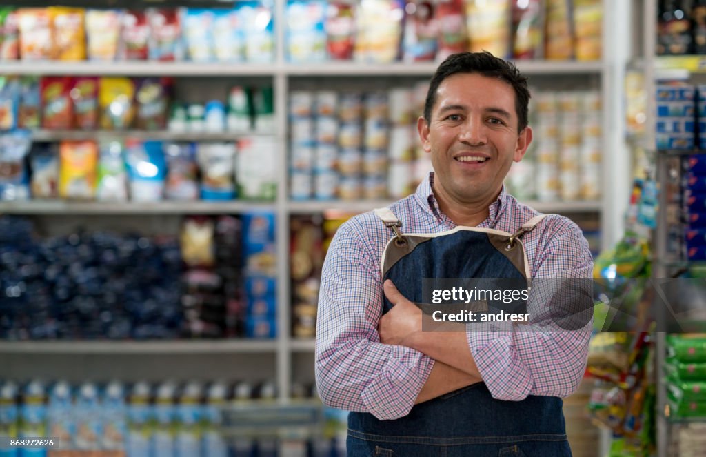 Portrait of a man working at a grocery store