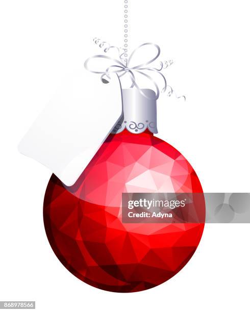 stockillustraties, clipart, cartoons en iconen met rood bauble - polygon illustration christmas