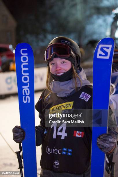 British freestyle skier Isabel Atkin during the FIS Jamboree Ski Big Air final on 12th February 2017 in downtown Quebec, Canada. The Canadian...