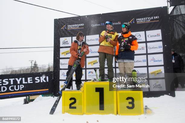 James Woods takes 2nd place at the ski FIS World Cup on 12th February 2017 in Stoneham Mountain, Canada. Swiss Andri Ragettli takes 1st place with...