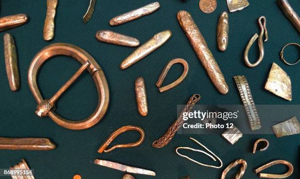 The Cuerdale Hoard; part of a Viking silver hoard found in a lead chest beside the River Ribble at Cuerdale, Lancashire. Consisting of around 7500...