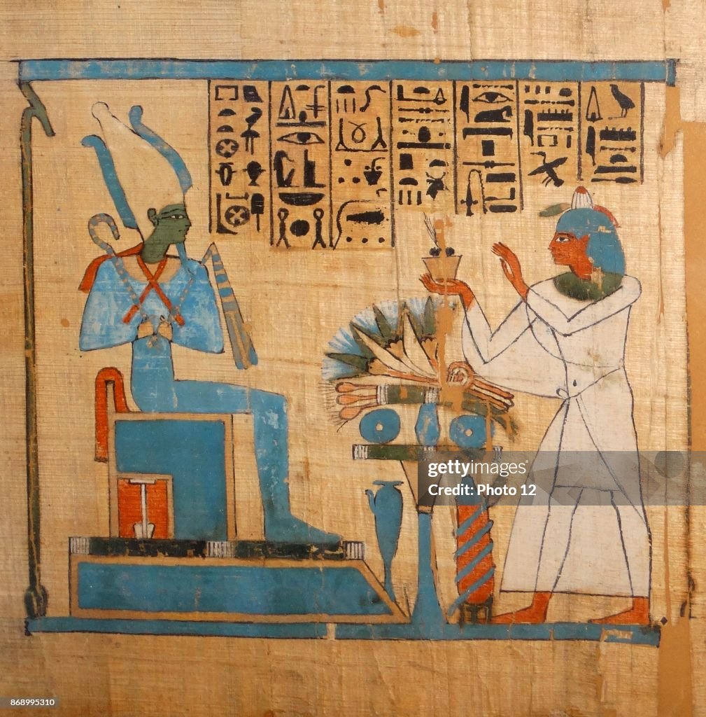 Ancient Egyptian papyrus: The weighing of the heart from the Book of the Dead of Hunefer 19th Dynasty.