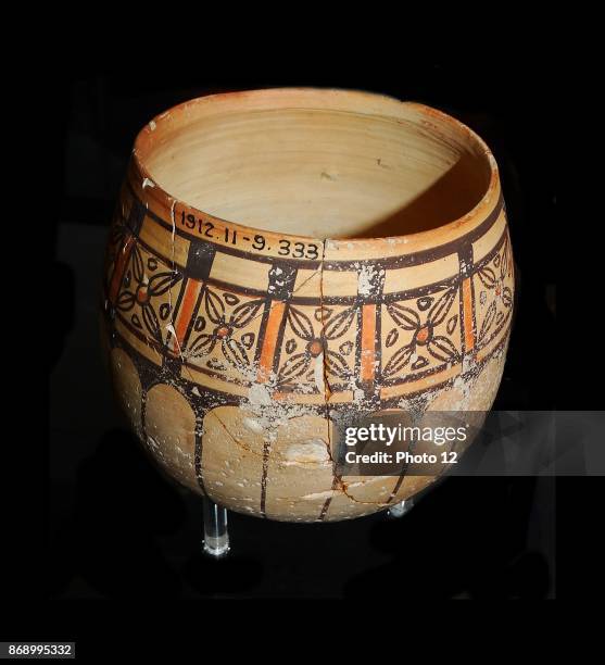 Fine ware cup with painted with geometric motifs. Meroe . Meroe was the southern capital of the Napata/Meroitic Kingdom, that spanned the period c....