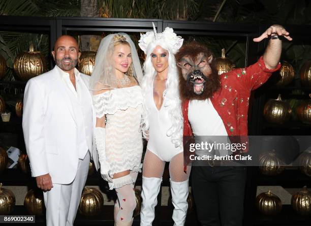 Alessandra Ambrosio and Jamie Mazur pose with guests at Darren Dzienciol and Alessandra Ambrosio’s Halloween Bash on October 31, 2017 in Los Angeles,...