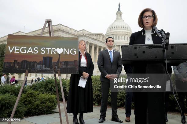 Sen. Catherine Cortez Masto joins members of the Nevada congressional delegation, including Rep. Dina Titus and Rep. Ruben Kihuen to mark one month...