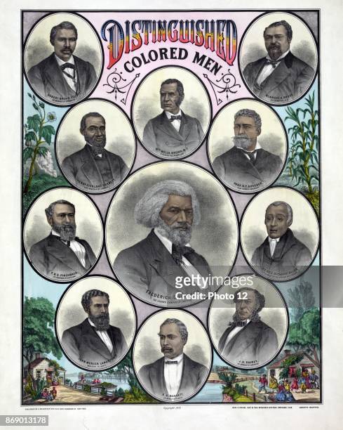 Distinguished coloured men by A. Muller & Co., c1883. Chicago, Illinois. Head and shoulder portraits. Frederick Douglass , Blanche Kelso Bruce ,...