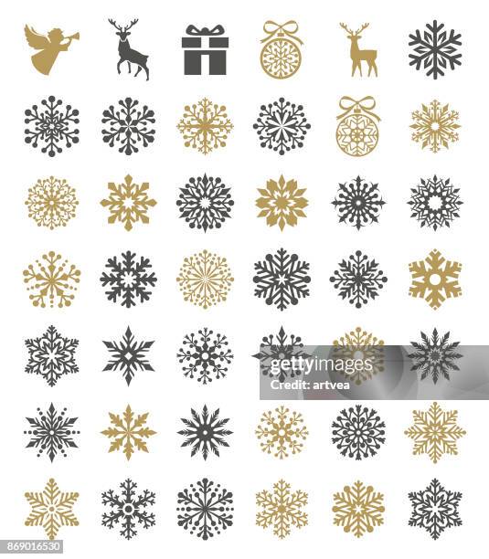 snowflakes set - christmas cool attitude stock illustrations