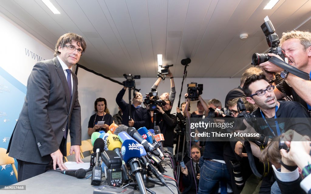 Catalan President Charles Puigdemont Speaks From Brussels