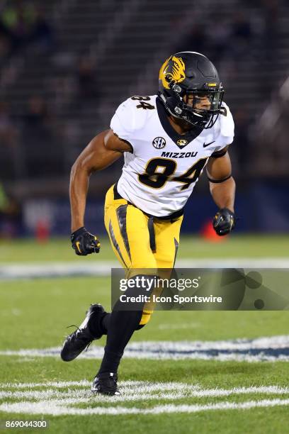 Missouri Tigers wide receiver Emanuel Hall sprints off the line of scrimmage during a college football game between Missouri Tigers and UConn Huskies...