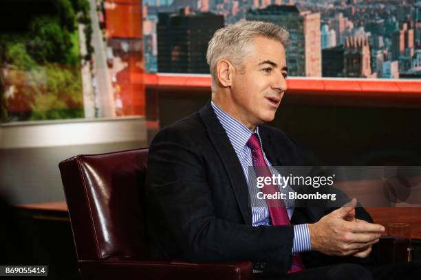 Bill Ackman, chief executive officer of Pershing Square Capital Management LP, speaks during a Bloomberg Television interview in New York, U.S., on...