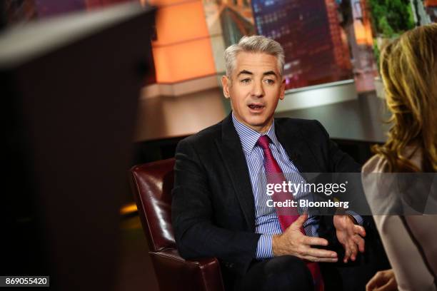 Bill Ackman, chief executive officer of Pershing Square Capital Management LP, speaks during a Bloomberg Television interview in New York, U.S., on...