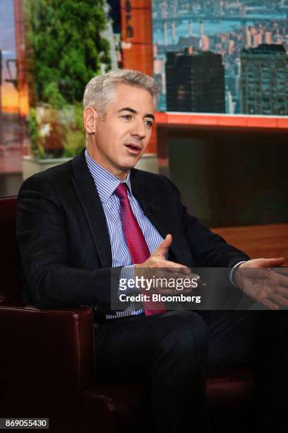 Bill Ackman, chief executive officer of Pershing Square Capital Management LP, speaks during a Bloomberg Television interview in New York, U.S., on...