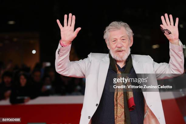Ian McKellen walks a red carpet for 'Ian McKellen: Playing The Part' during the 12th Rome Film Fest at Auditorium Parco Della Musica on November 1,...