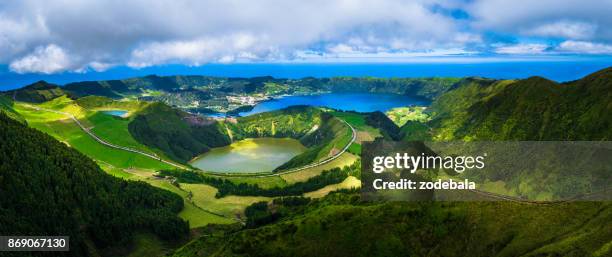 lake of sete cidades, azores, portugal - azores stock pictures, royalty-free photos & images