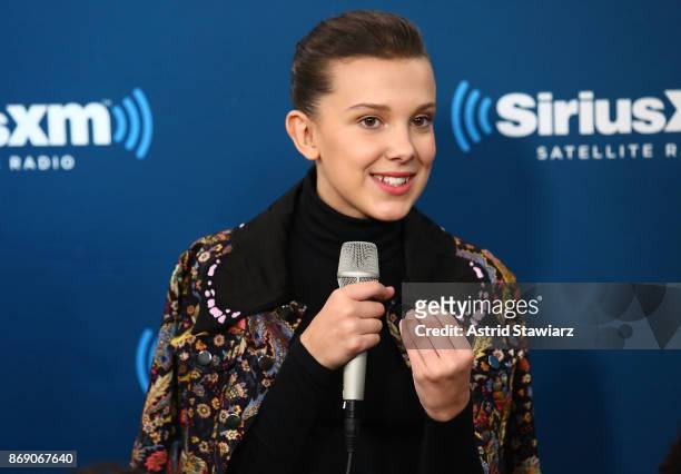 Actress Millie Bobby Brown attends SiriusXM's 'Town Hall' with the cast of Stranger Things on SiriusXM's Entertainment Weekly Radio on November 1,...