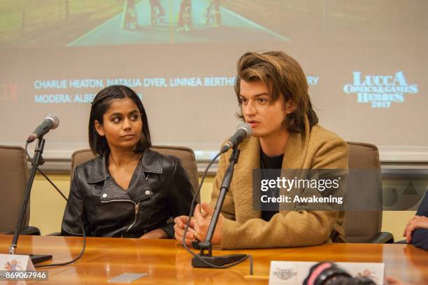 Linnea Berthelsen and Joe Keery the opening of the Lucca Comics and Games Heroes on November 1, 2017 in Lucca, Italy.