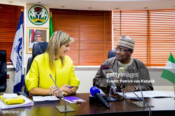 Queen Maxima of The Netherlands visits the local UN office, local and national banks on November 1, 2017 in Abuja, Nigeria.