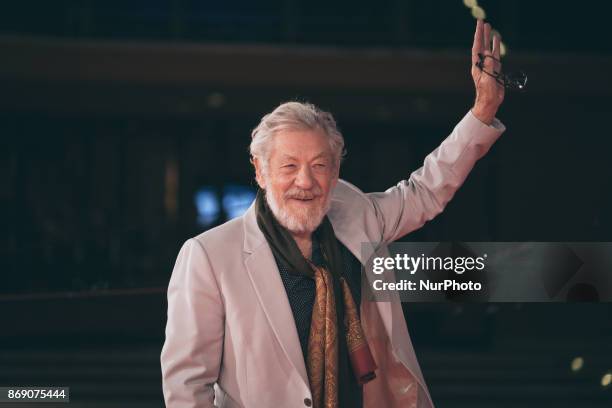 Ian McKellen walks a red carpet for 'Ian McKellen: Playing The Part' during the 12th Rome Film Fest at Auditorium Parco Della Musica on November 1,...