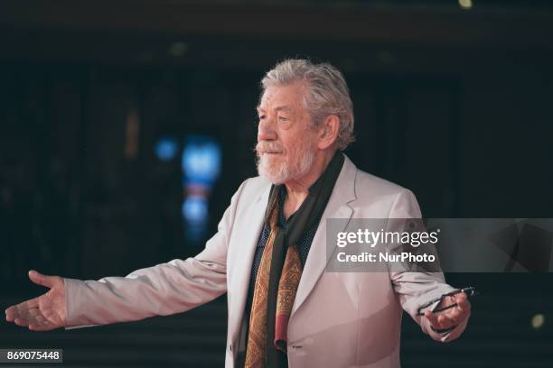 Ian McKellen walks a red carpet for 'Ian McKellen: Playing The Part' during the 12th Rome Film Fest at Auditorium Parco Della Musica on November 1,...