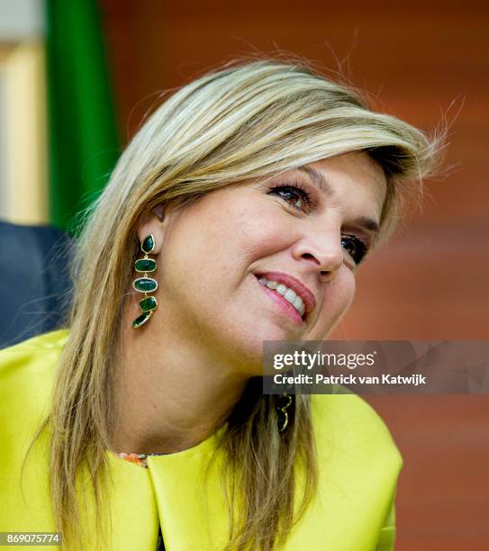 Queen Maxima of The Netherlands visits the local UN office, local and national banks on November 1, 2017 in Abuja, Nigeria.