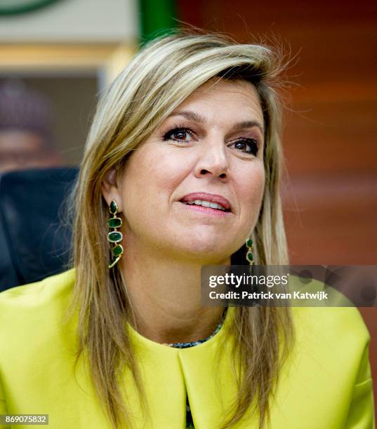 Queen Maxima of The Netherlands visits the local UN office, local and national banks on November 1, 2017 in Abuja, Nigeria.