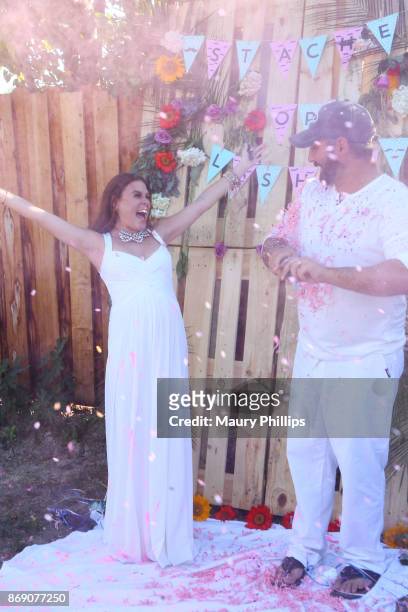 Los Angeles, CA Ali Levine and Justin Jacaruso at Ali Levine and Jacaruso baby gender reveal celebration on October 22, 2017 in Los Angeles,...
