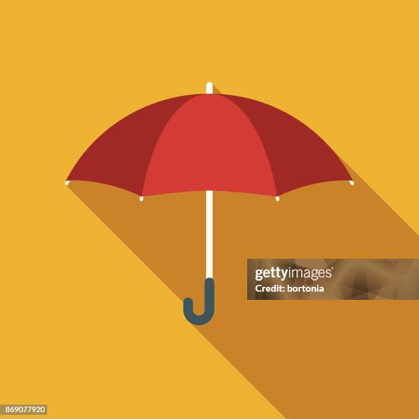 flat design real estate insurance umbrella icon with side shadow - umbrella stock illustrations