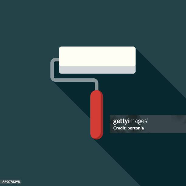 flat design real estate renovations icon with side shadow - paint roller stock illustrations