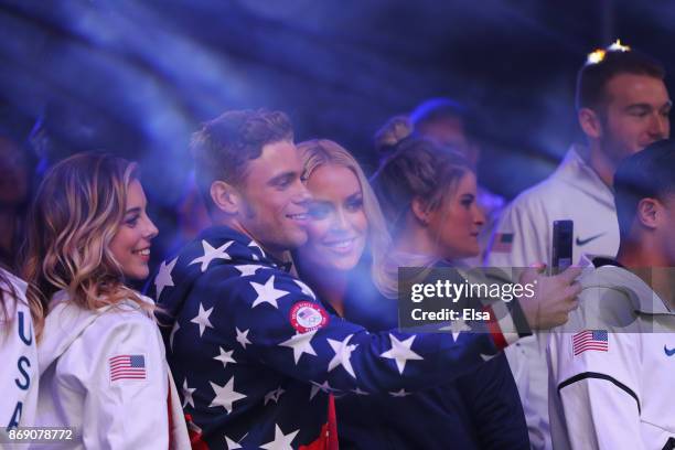 Figure skaker Ashley Wagner, freestyle skier Ken Gusworthy and alpine skier Lindsey Vonn attend the 100 Days Out 2018 PyeongChang Winter Olympics...