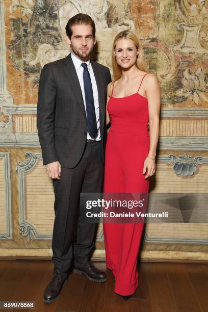 Michelle Hunziker and Tomaso Trussardi attend Doppia Difesa Gala during the 12th Rome Film Fest at Hotel Bernini Bristol on November 1, 2017 in Rome,...