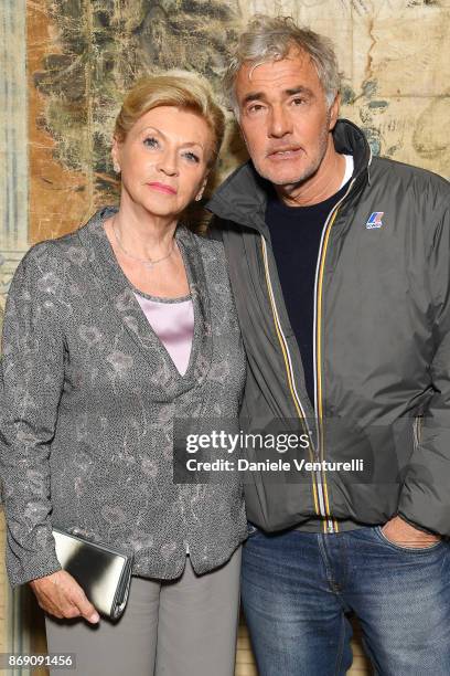 Ineke Hunziker and Massimo Giletti attend Doppia Difesa Gala during the 12th Rome Film Fest at Hotel Bernini Bristol on November 1, 2017 in Rome,...