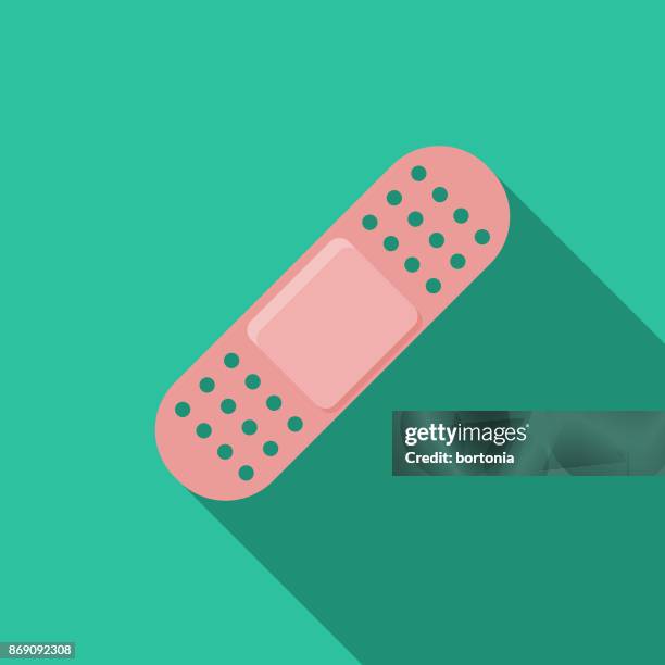 stockillustraties, clipart, cartoons en iconen met platte ontwerp gezondheidszorg bandage pictogram met kant schaduw - hechtverband