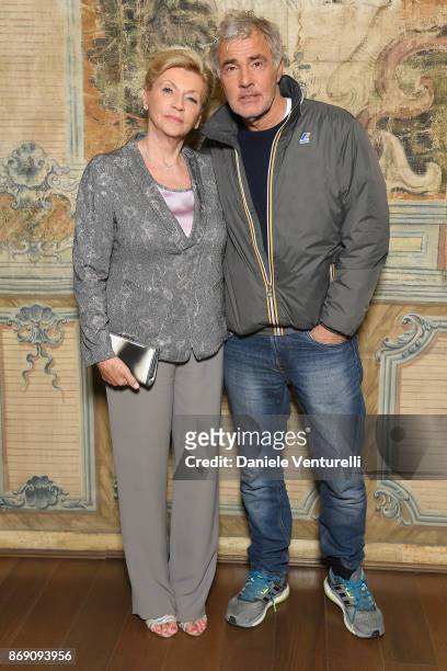 Ineke Hunziker and Massimo Giletti attend Doppia Difesa Gala during the 12th Rome Film Fest at Hotel Bernini Bristol on November 1, 2017 in Rome,...