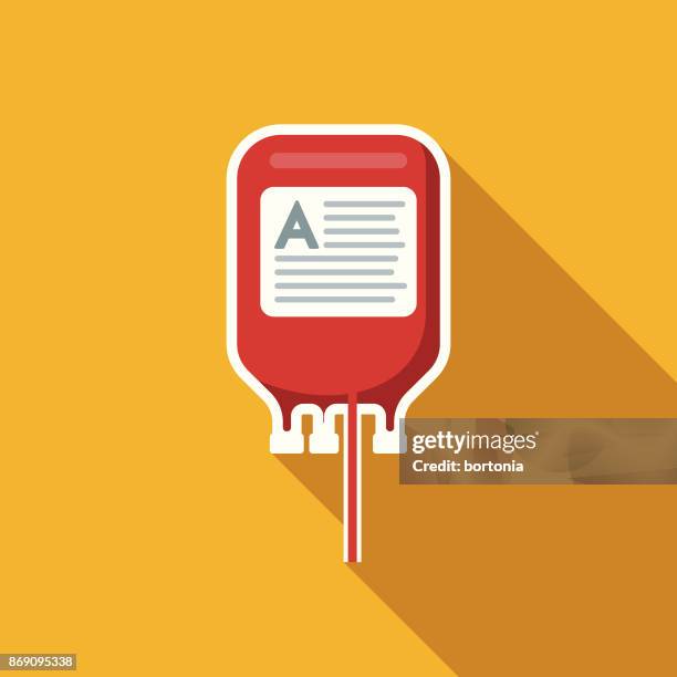 ilustrações de stock, clip art, desenhos animados e ícones de flat design healthcare blood bag icon with side shadow - blood bag stock illustrations