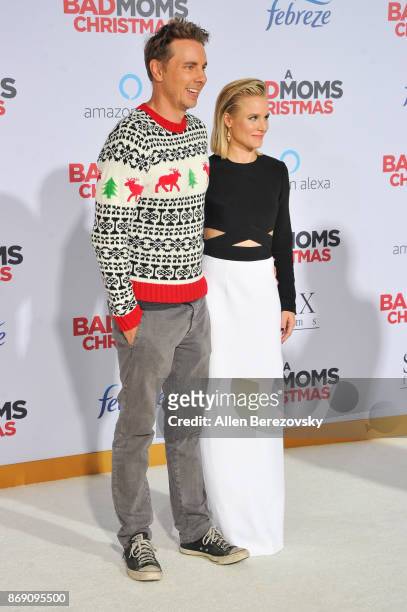 Actress Kristen Bell and Dax Shepard attend the premiere of STX Entertainment's "A Bad Moms Christmas" at Regency Village Theatre on October 30, 2017...