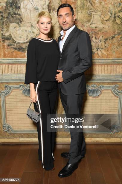 Andrea Osvart and Roberto Farinelli attend Doppia Difesa Gala during the 12th Rome Film Fest at Hotel Bernini Bristol on November 1, 2017 in Rome,...