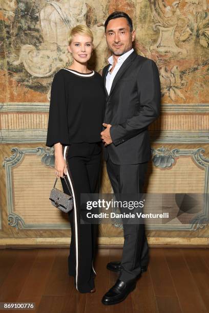 Andrea Osvart and Roberto Farinelli attend Doppia Difesa Gala during the 12th Rome Film Fest at Hotel Bernini Bristol on November 1, 2017 in Rome,...