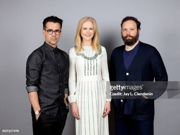 Actor Colin Farrell, actress Nicole Kidman, and director Yorgos Lanthimos from the film "Killing of a Sacred Deer," poses for a portrait at the 2017...