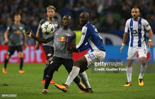 Leipzig midfielder Naby Keita from Guine with FC Porto midfielder Danilo Pereira from Portugal in action during the UEFA Champions League match...