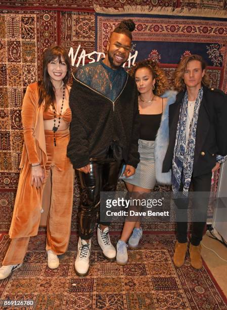 Daisy Lowe, MNEK, ELLA EYRE AND Dougie Poynter attend Nasty Gal UK Pop Up Launch Party on Carnaby Street on November 1, 2017 in London, England.