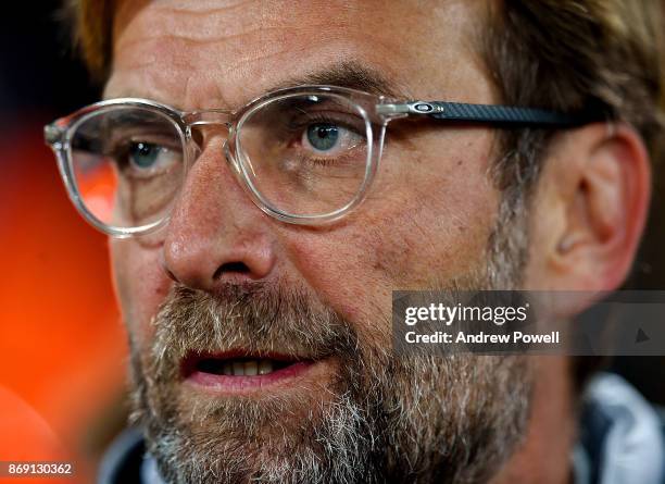 Jurgen Klopp manager of Liverpool during the UEFA Champions League group E match between Liverpool FC and NK Maribor at Anfield on November 1, 2017...