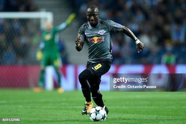 Naby Keita of RB Leipzig in action during the UEFA Champions League group G match between FC Porto and RB Leipzig at Estadio do Dragao on November 1,...