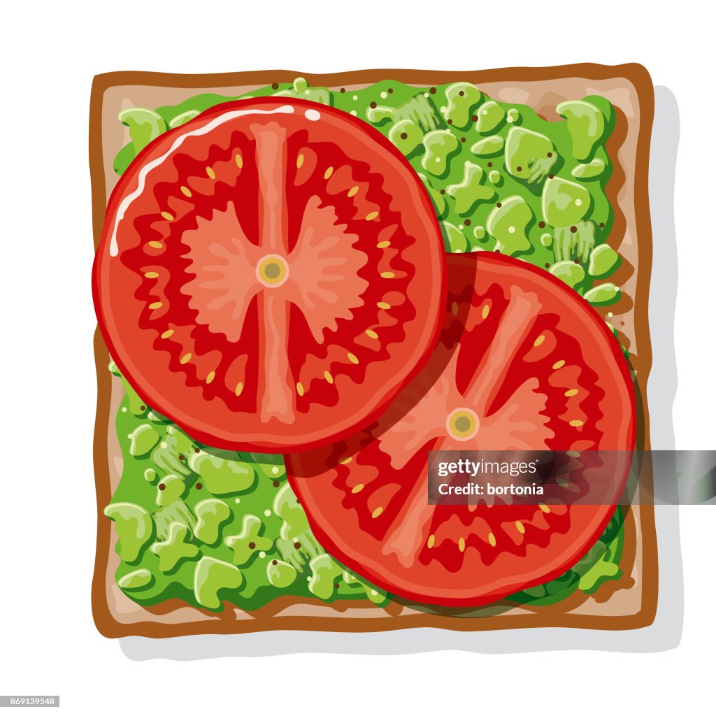 Avocado Toast with Sliced Tomatoes